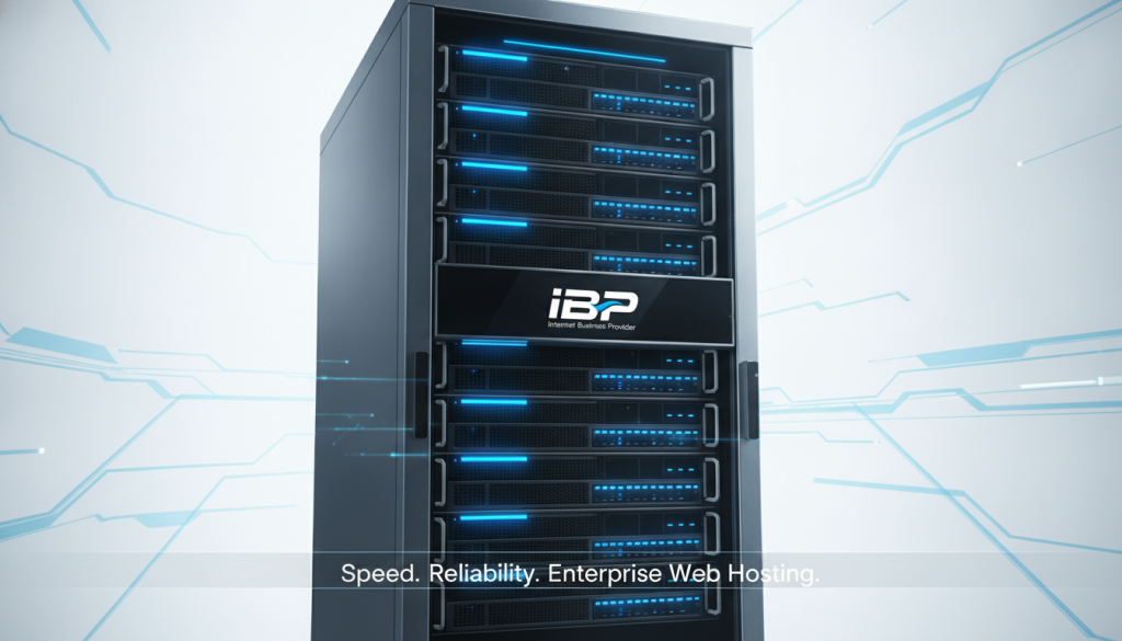 A sleek, professional digital graphic showing a high-performance server rack with glowing blue light, labeled with the IBP Internet Business Provider logo, set against a clean background symbolizing speed and enterprise-grade web hosting services. A sleek, professional digital graphic showing a high-performance server rack with glowing blue light, labeled with the IBP Internet Business Provider logo, set against a clean background symbolizing speed and enterprise-grade web hosting services.